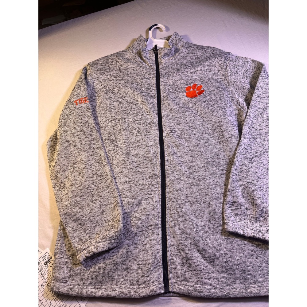 Threads Clemson Tigers Full Zip Sweater Jacket Men L Grey NEW Paw Logo NCAA